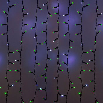 NEON-NIGHT Гирлянда "Светодиодный Дождь" 2х4м, эффект мерцания, черный провод, 220В, диоды ЗЕЛЕНЫЕ, 235-207