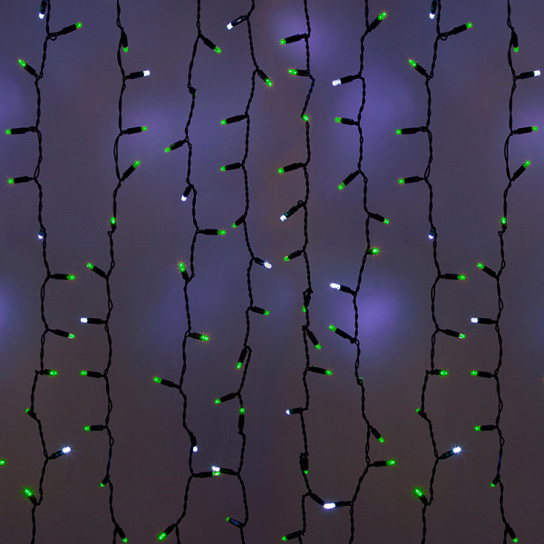 NEON-NIGHT Гирлянда "Светодиодный Дождь" 2х4м, эффект мерцания, черный провод, 220В, диоды ЗЕЛЕНЫЕ, 235-207