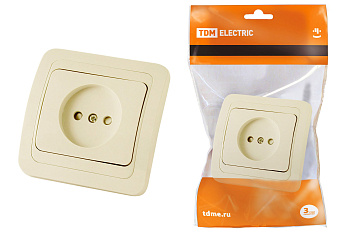 TDM Розетка 2П 10А c защитными шторками сл. кость "Валдай" SQ1804-0123