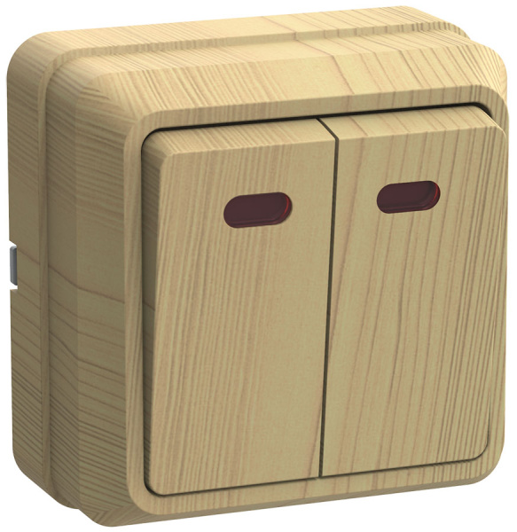 IEK OKTAVA ВС20-2-1-ОС Выключатель 2кл с инд. 10А (сосна)