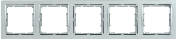 IEK РУ-5-БС Рамка пятиместная квадратная BOLERO Q1 серебряный EMB52-K23-Q1
