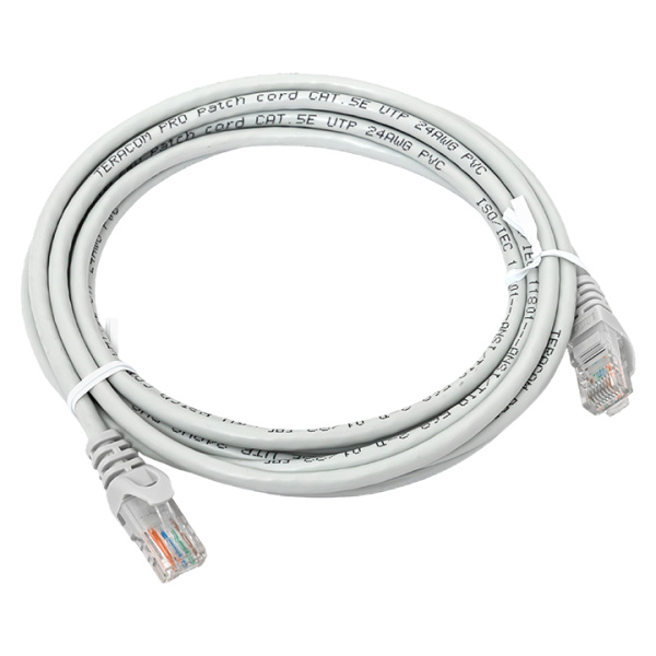 EKF Патч-корд TERACOM Cat.5E (1Гбит/с) неэкранированный UTP оболочка PVC серый (3м)