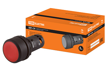 TDM Кнопка с фиксацией SB7-CAL45 d22мм 1з+1р красная SQ0746-0015