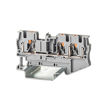 DKC Nuputuk Клемма проходная, зажим push-in, 3 точки подключения, 4 кв.мм, серая