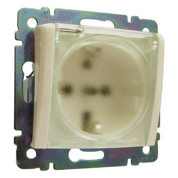 Купить Legrand Valena Крем Розетка 1-ая с/з с крышкой и защитными шторками IP44 (к простой рамке) 774120