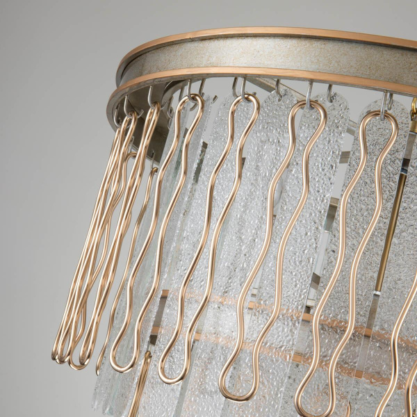 Купить Favourite Classic подвесная люстра каркас цвета французского серебра с золотой окантовкой, декоративные элементы из металла золотого цвета, подвески и 2696-8P