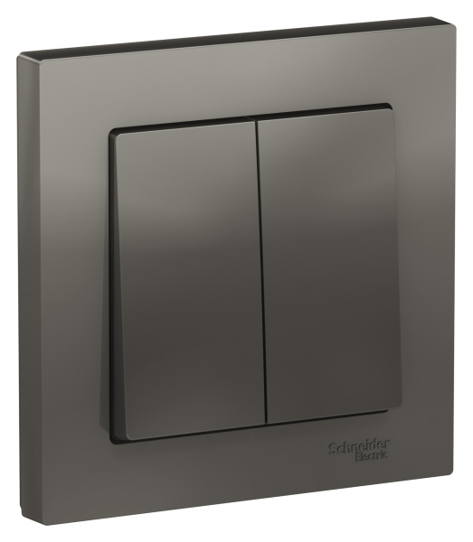 Купить Systeme Electric AtlasDesign Сталь Выключатель 2-клавишный сх.5, 10АХ, в сборе