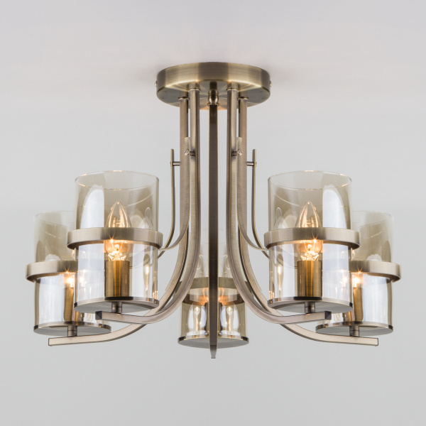 Eurosvet Потолочная люстра со стеклянными плафонами 60085/5 античная бронза a043711