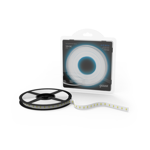 Купить Gauss Лента LED 2835 -SMD 4.8W 12V DC синий (блистер 5м) 312000505