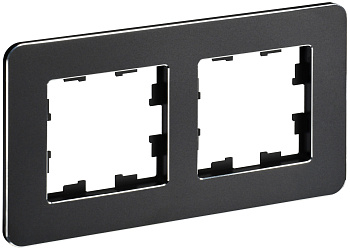 IEK BRITE DECOR Черный металл. скругл.угол Рамка 2-м РУ-2-1-Бр RE