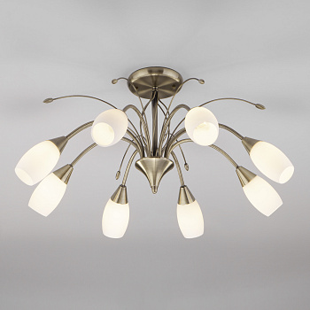 Eurosvet Потолочная люстра со стеклянными плафонами 30280/8 античная бронза a043221