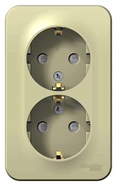 Купить Systeme Electric Blanca наруж Беж Розетка 2-ая с/з со шторками, изолир. пластина 16А, 250В
