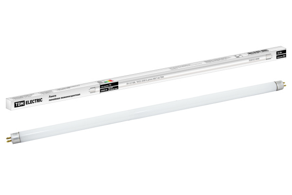 TDM Лампа люминесцентная линейная двухцокольная ЛЛ-12/16Вт, T4/G5, 6500 К, длина 468,7мм SQ0355-0008