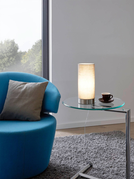 Купить Eglo Лампа настольная PASTERI с сенсорн. димм., 1х40W (E27), Ø120, H255, никель матовый/текстиль, серый 95119