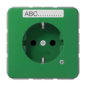 JUNG SCHUKO-розетка с полем для надписи и индикатором, зелёная CD1520BFNAKOGN