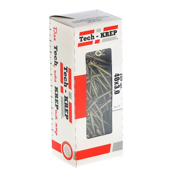 Tech-Krep Саморезы универсальные  40х3,0 мм (200 шт) желтые - коробка с ок. 102229