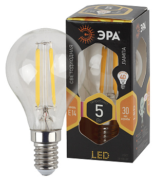 ЭРА F-LED P45-5W-827-E14 (филамент, шар, 5Вт, тепл, E14)