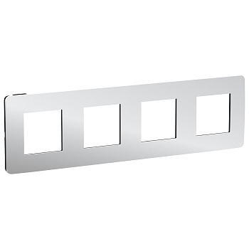 SE Unica Studio Хром/Антрацит Рамка 4-ная NU280856