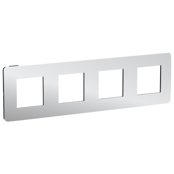 SE Unica Studio Хром/Антрацит Рамка 4-ная NU280856