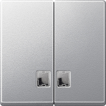 SE Merten SM Алюминий Две Клавиши с бесцветным прямоугольным окошком для световой индикации MTN437560