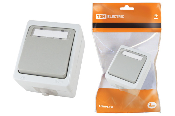 TDM Кнопка звонковая с полем для надписи IP54 6A серая "Вуокса" SQ1803-0006