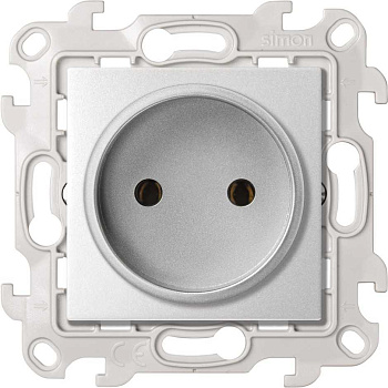 Simon 24 Алюминий Розетка без заземления 2Р 16A 250В~ 2450442-033