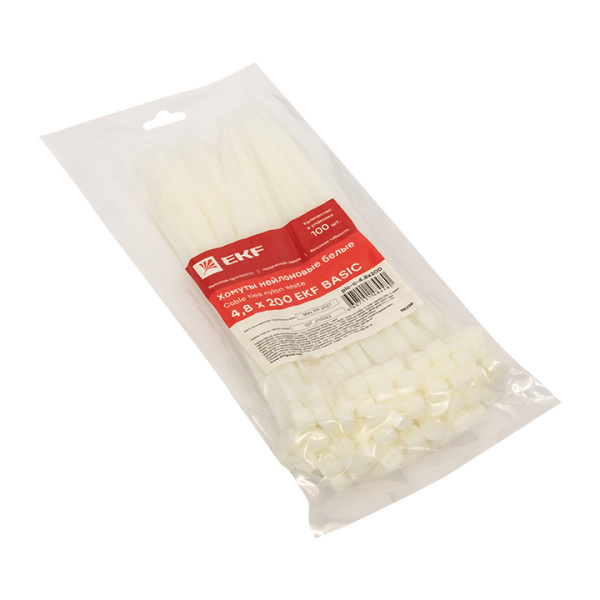 Купить EKF Basic Хомут нейлоновый (4,8х200) (100шт.)