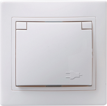 IEK KVARTA РСбш10-3-КБ Розетка 1местн. c з/к с защ. штор. с крышкой 16А (белый)