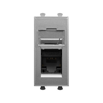 DKC Компьютерная розетка RJ-45 модульная, кат.6А, "Avanti", "Закаленная сталь", 1 модуль