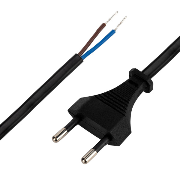 Сетевой шнур 2х0,75 мм², 1,8 м черный Rexant 11-1142