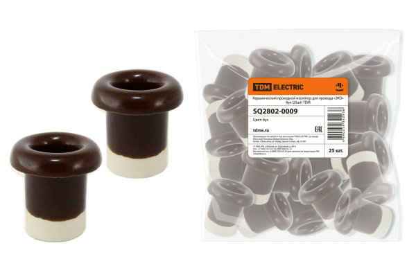 TDM Керамический проходной изолятор для провода  «ЭКО» бук (25шт) SQ2802-0009