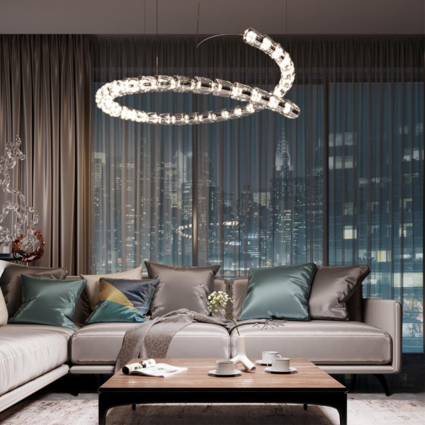 Купить Odeon Light 5010/129L L-VISION ODL23 423хром/прозрачный/металл/акрил Люстра подвесная LED 129W 4000K 3200Лм SERPA