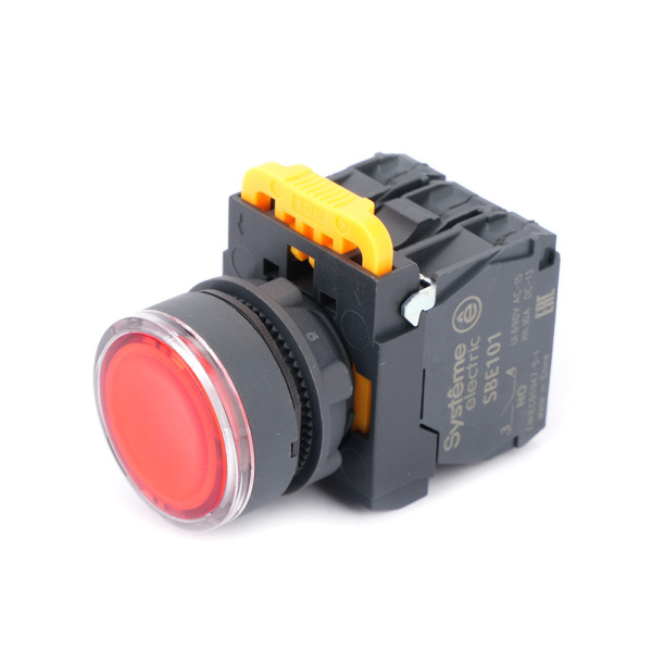 Systeme Electric Кнопка SB5 с подсветкой в сборе модуль 22мм красная пластик 230-240ВAC 1НО+1НЗ