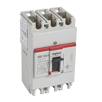 Legrand DRX125F Автоматический выключатель 36кА 415В 3P 80A с настраиваемыми уставками 667377