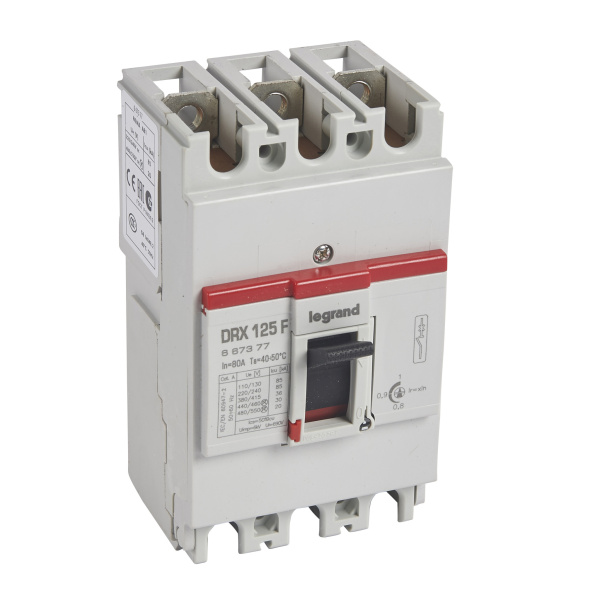 Legrand DRX125F Автоматический выключатель 36кА 415В 3P 80A с настраиваемыми уставками 667377