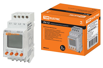 TDM Реле напряжения 3ф серии РН 12-3х400/230В (LCD-дисплей, 1нр+1нз-контакты) SQ1504-0019