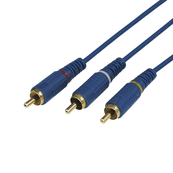 Шнур 3х3 RCA 3М синий gold Rexant 17-0204-1