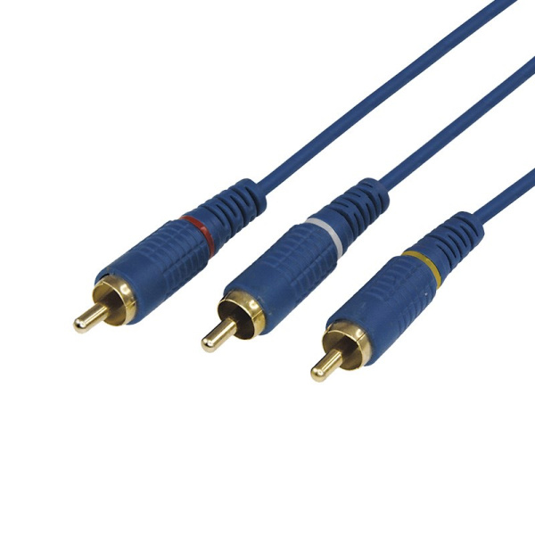 Шнур 3х3 RCA 3М синий gold Rexant 17-0204-1