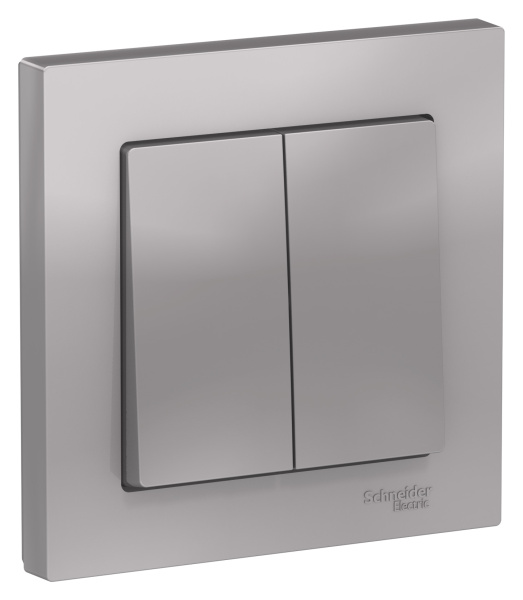 Купить Systeme Electric AtlasDesign Алюминий Выключатель 2-клавишный сх.5, 10АХ, в сборе