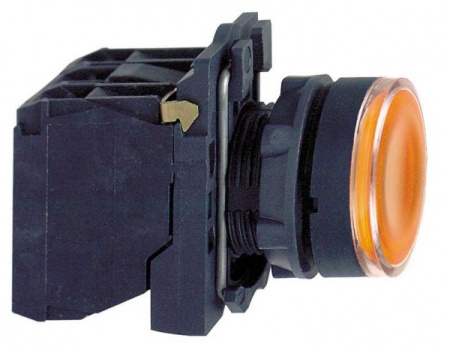 SE XB5 Кнопка с возвратом желтая с подсветкой 230-240В 1НО+1НЗ XB5AW35M5