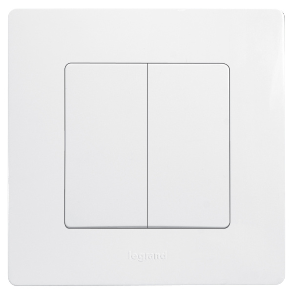 Купить Legrand Etika Белый Выключатель 2-х клавишный, 10А 672202