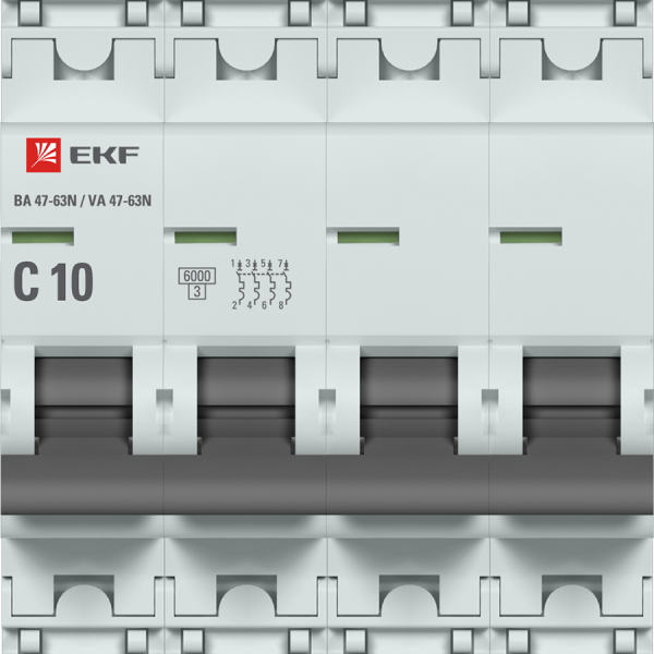 Купить EKF Автоматический выключатель 4P 10А (C) 6кА ВА 47-63N PROxima M636410C
