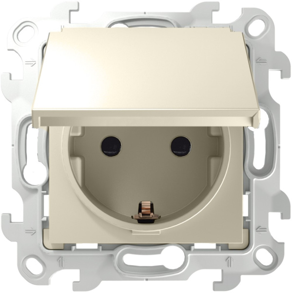 Купить Simon 24 Слоновая кость Розетка 2К+3 Sсhuko IP44 c крышкой и защитными шторками 2450448-031