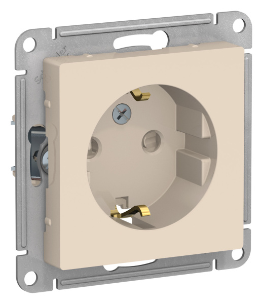 Купить Systeme Electric AtlasDesign Беж Розетка с/з со шторками, 16А, механизм