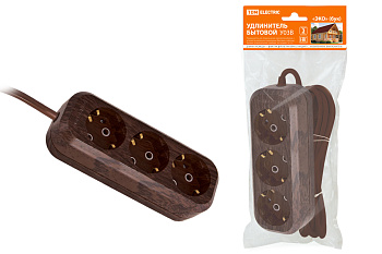 TDM Удлинитель бытовой У03 3 гнезда, 3метра,2П+3, ПВС 3х1мм2 "Эко" (бук) 16А/250В SQ1303-3001