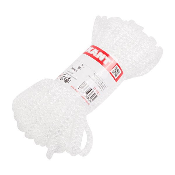 Шнур с сердечником 7мм 20м (белый) Rexant 77-1720-1