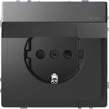 SE Merten D-Life Антрацит Розетка 16А с/з и крышкой IP44 MTN2314-6034
