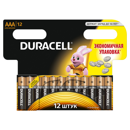 Duracell 81545432 Алкалиновая батарейка типа AAA  LR03 / MN 2400 LR03-12BL BASIC NEW Б0014520