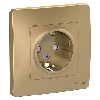 Systeme Electric Blanca внутр Титан Розетка с/з со шторками, 16А, 250В