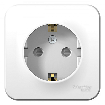 Systeme Electric Blanca наруж Бел Розетка с/з со шторками, 16А, 250В